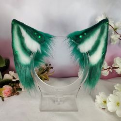 green cat ears headband