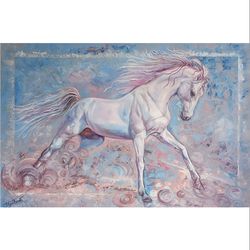 oil paiting "horse"big blue painting  60 by 70 (23,622 by 35,4331) interior decor artwork