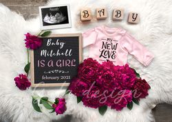 girl pregnancy announcement,  digital pregnancy announcement girl, pregnancy announcement summer, social media