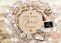 personalised  digital pregnancy announcement for social media pregnancy announcement, pregnancy milestone