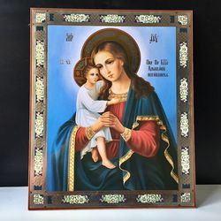 search for the lost mother of god | silver and gold foiled icon on wood | large xlg icon 15.7" x 13"