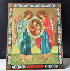 redeemer from all troubles the mother of god | silver and gold foiled icon on wood | large xlg icon 15.7" x 13"
