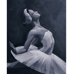 ballerina painting ballerina wall art original acrylic painting black and white art