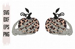 skeleton hands pumpkins leopard svg, halloween svg files, digital download