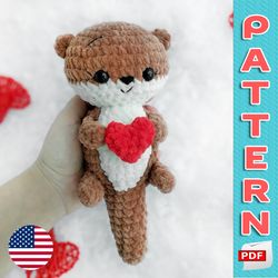 otter crochet pattern, valentine's day gift