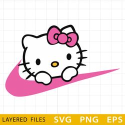 kitty swoosh layered svg, kitty nike cricut file, cut files, layered digital vector file, kitty digital download