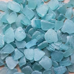 aqua sea glass genuine beach combed glass small size-japanseaglass