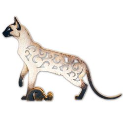 statuette siamese cat figurine siamese cat is made of mdf  wood