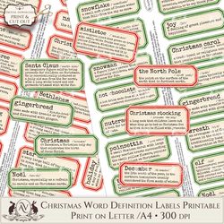 xmas dictionary words printable | dennison labels avad2sw