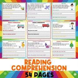 reading comprehension bundle | reading worksheets | preschool reading | kindergarten worksheets | autism | kids