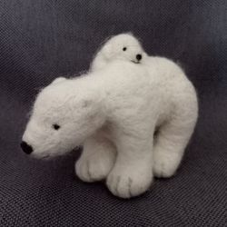 felted polar bear toy bear with cub