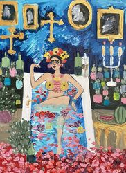 made in heaven frida kahlo erotic art original oil painting on canvas nude fauvism painting woman portrait wall decor