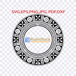 tattoo svg. polynesian fijian pattern circle frame