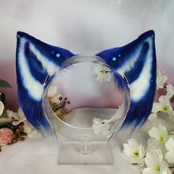 indigo cat ears headband