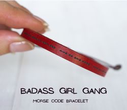 badass girl gang morse code bracelet, friendship bracelet, best friend gifts, leather bracelet, sorority gift