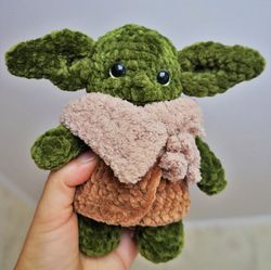 baby yoda amigurumi , plush toy , stuffed baby yoda , crochet handmade toy