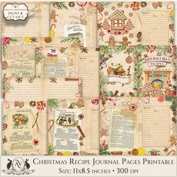 xmas junk journal | blank recipe book pages printable