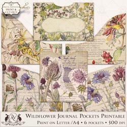 wildflower junk journal pockets printable avad1sp