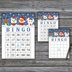cute winter animals bingo game card,christmas bingo game card,christmas bingo printable,holiday bingo,instant download70