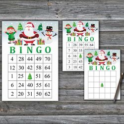 happy santa bingo game card,christmas bingo game card,christmas bingo printable,holiday bingo cards,instant download--73