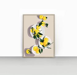 citrus botanical print | citrus wall art| lemon print | kitchen art, home decor print | lemons poster | digital prints