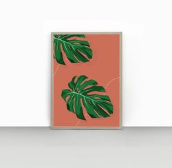 monstera wall art | monstera plant art | monstera deliciosa poster | boho decor | botanical art print | tropical leaves