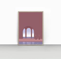 pink architecture print | modern architectural wall decor | architecture poster | scandinavian digital decor | minimal