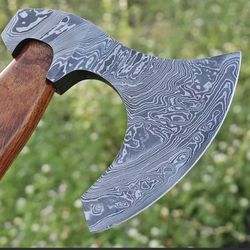 hand forged damascus steel hatchet tomahawk hunting viking axe