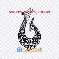 Tattoo Svg. Polynesian Maori fish hook tattoo pattern design