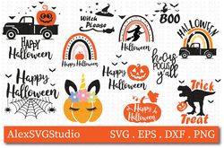 happy halloween svg, halloween rainbow, scary pumpkin truck