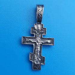 orthodox blessed cross crucifix made of silver 925 let god arise prayer on the back side free shipping