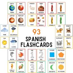 spanish worksheet bundle | flashcards | spanish activities for kids | shapes | numbers | animals | weather | busy book