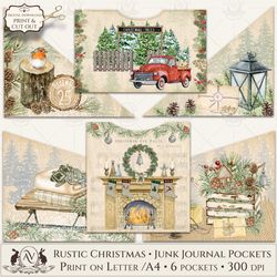 rustic christmas | junk journal pockets printable avad21sp