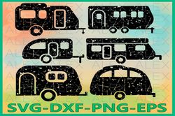 camper grunge svg, camping svg, camper silhouette