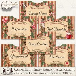 christmas sweets | santa's sweet shop | junk journal pockets printable avad25sp