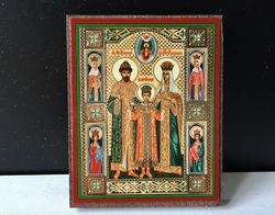 royal martyrs romanov family | lithography print mounted on wood | size: 3" x 2,5"