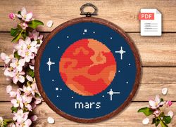 mars cross stitch pattern, planets cross stitch pattern, mars pattern, space cross stitch pattern, solar system patterns