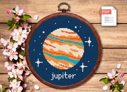 jupiter cross stitch pattern, planets cross stitch pattern, jupiter pattern, space cross stitch pattern