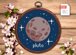 pluto cross stitch pattern, planets cross stitch pattern, pluto pattern, space cross stitch pattern