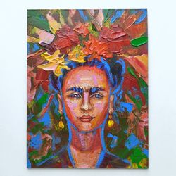 frida kahlo painting frida portrait original art small wall art frida art painting frida