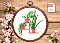 potted flowers cross stitch pattern, flower cross stitch pattern, embroidery potted flowers, flowers xstitch