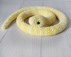 yellow and white snake lovers. crochet snake. gift for her.