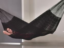 black jaguar hammock made with thick cotton thread - traditional mayan hammocks