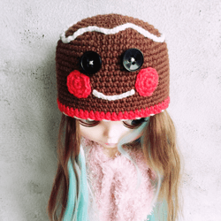 blythe hat crochet gingerbread man for custom blythe doll christmas clothes blythe accessories