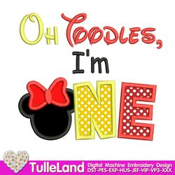 oh toodles, i'm one mouse birthday oh twodles 1st  birthday one birthday  design applique for machine embroidery