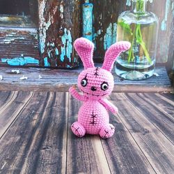 miniature bunny rabbit stuffed animal spooky bunny pastel goth decor scary art doll horror stuffed animal doll handmade