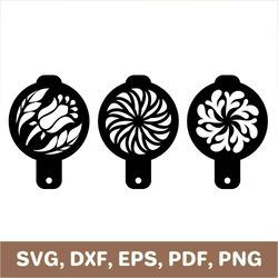 coffee stencil svg, cappuccino stencil, latte stencil, barista stencil, stencil template, stencil dxf, stencil png, svg