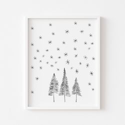 winter printable wall art for kids, cute christmas printable wall art, minimalist winter print, christmas decor, winter