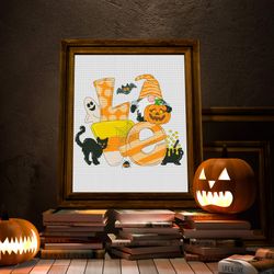 Love Halloween, Halloween Cross Stitch, Gnome Cross Stitch, Bat Cross Stitch, Cat Cross Stitch