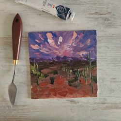 arizona original oil painting sonoran desert artwork america wall art